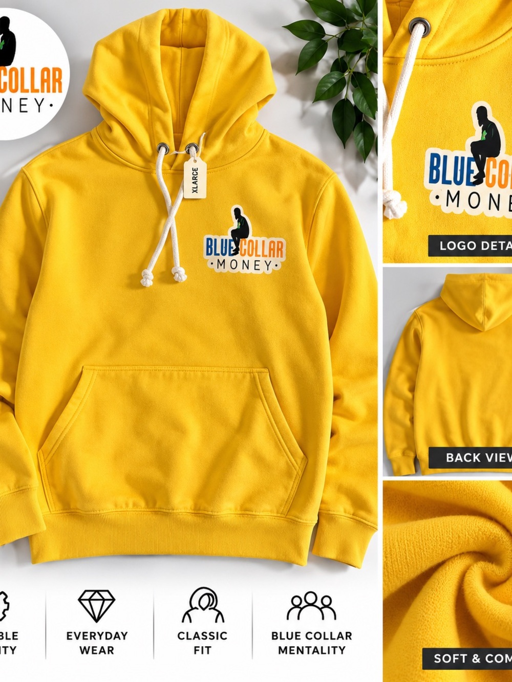 Men’s Yellow Crewneck Hoodie